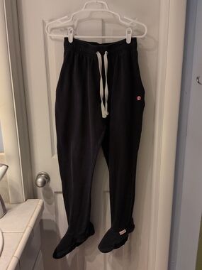 Freejays Black Women’s Footed Pajama Pants with Drawstring Size XS